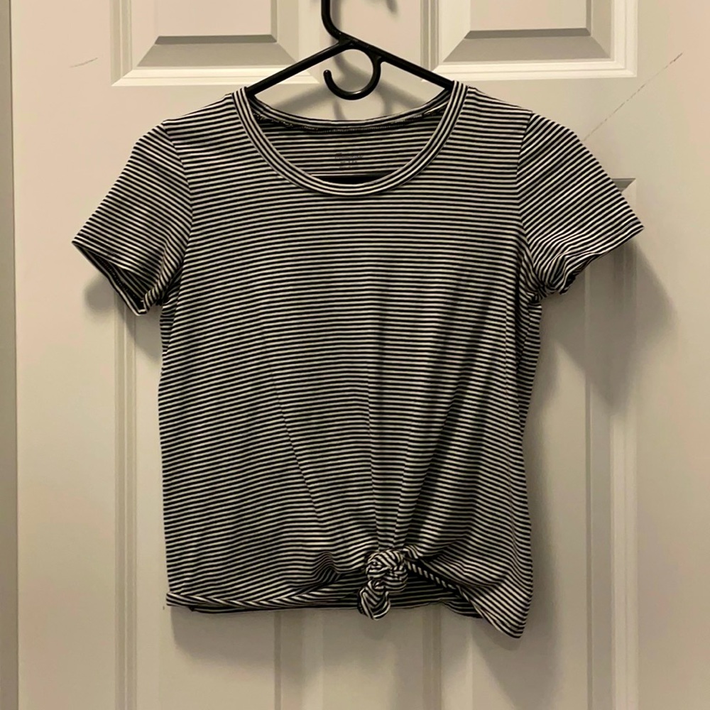 Madewell Stripe crop top w/ tie detail